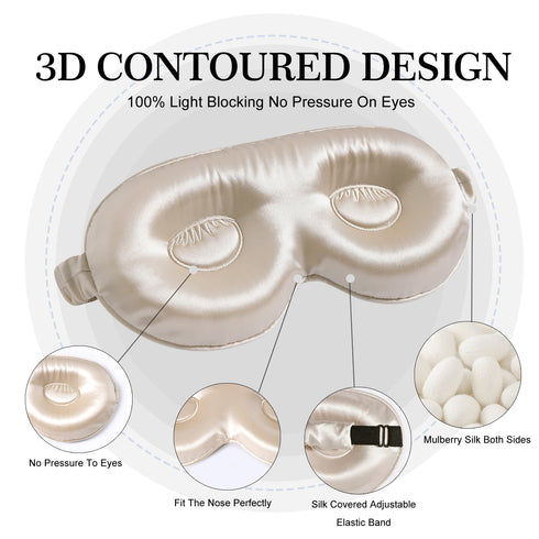 3D 100% 22mm Silk Adjustable Sleep Mask